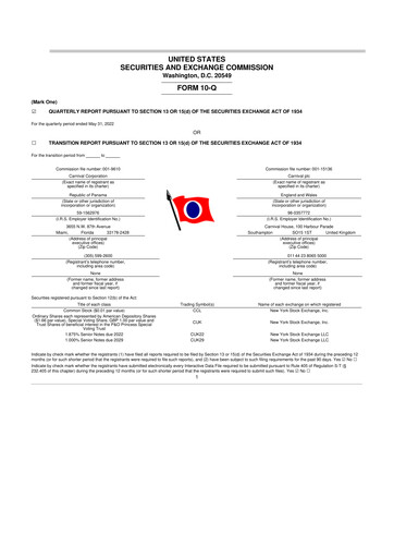 Thumbnail Carnival Corporation 10-Q Quarterly Report FY 