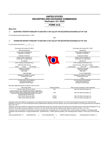 Thumbnail Carnival Corporation 10-Q Quarterly Report FY 