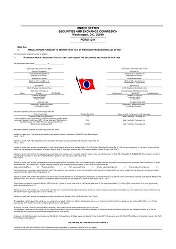 Thumbnail Carnival Corporation 10-K Annual Report 