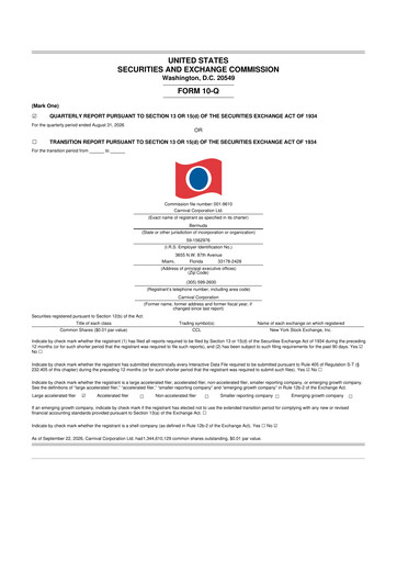 Thumbnail Carnival Corporation 10-Q Quarterly Report FY2026 Q3