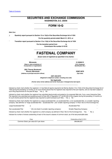 Thumbnail Fastenal 10-Q Quarterly Report FY2013 