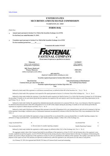 Thumbnail Fastenal 10-K Annual Report 2015
