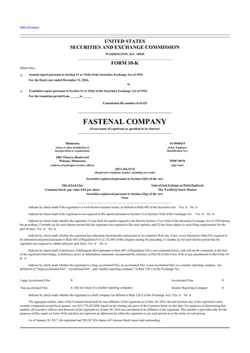 Thumbnail Fastenal 10-K Annual Report 2016
