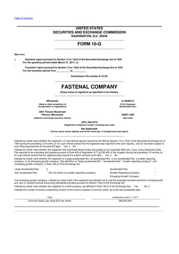 Thumbnail Fastenal 10-Q Quarterly Report FY2017 