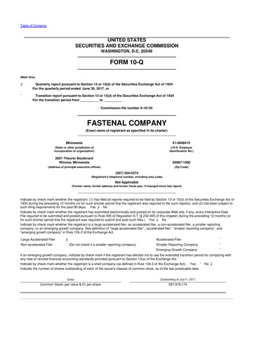 Thumbnail Fastenal 10-Q Quarterly Report FY2017 