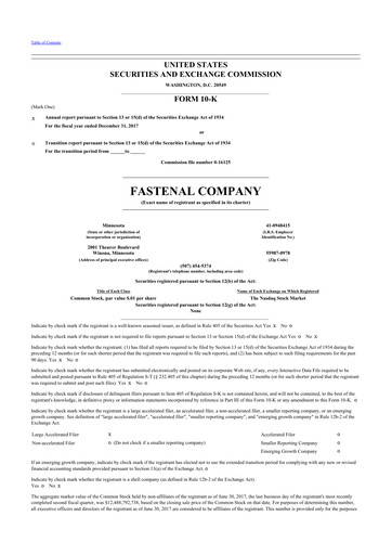 Thumbnail Fastenal 10-K Annual Report 2017