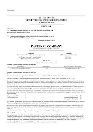 Thumbnail Fastenal 10-K Annual Report 2020