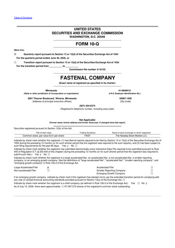 Thumbnail Fastenal 10-Q Quarterly Report FY2026 