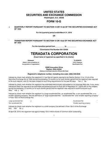 Thumbnail Teradata 10-Q Quarterly Report FY2016 