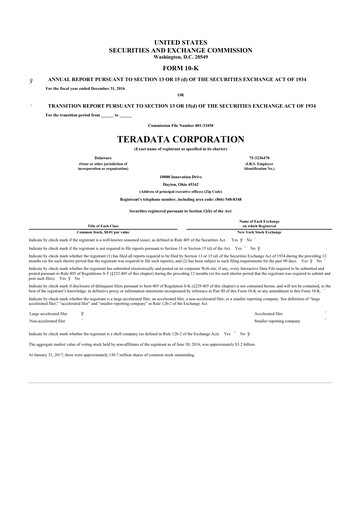 Miniature Teradata 10-K Rapport annuel 2016