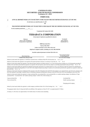 Miniature Teradata 10-K Rapport annuel 2017