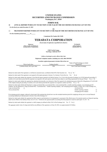 Miniature Teradata 10-K Rapport annuel 2022