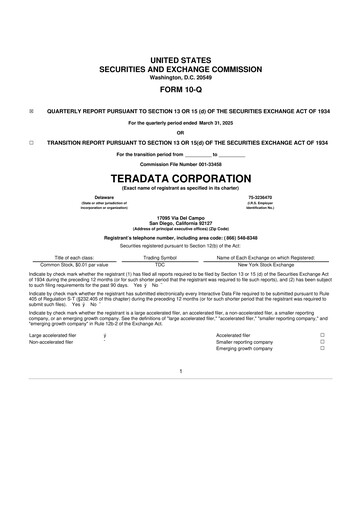 Thumbnail Teradata 10-Q Quarterly Report FY2025 