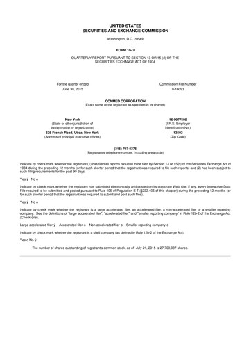 Thumbnail CONMED 10-Q Quarterly Report FY2015 