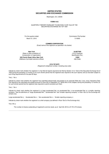 Thumbnail CONMED 10-Q Quarterly Report FY2016 