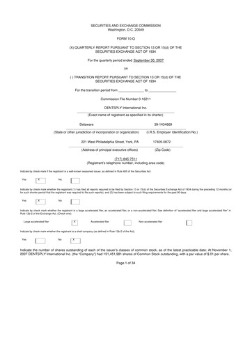 Miniature Dentsply Sirona
 10-Q Rapport trimestriel  