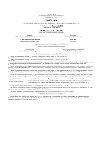 Thumbnail Dentsply Sirona
 10-K Annual Report 2017
