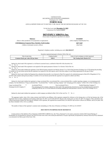 Thumbnail Dentsply Sirona
 10-K Annual Report 2019