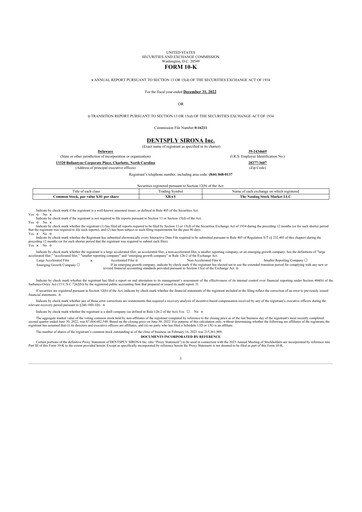 Thumbnail Dentsply Sirona
 10-K Annual Report 2022