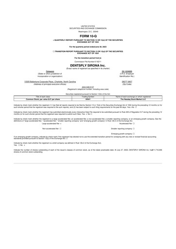 Miniature Dentsply Sirona
 10-Q Rapport trimestriel 2023 