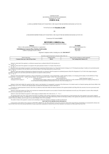 Thumbnail Dentsply Sirona
 10-K Annual Report 2023