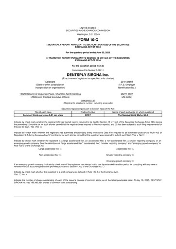 Miniature Dentsply Sirona
 10-Q Rapport trimestriel 2025 
