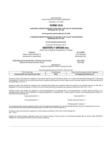 Thumbnail Dentsply Sirona
 10-Q Quarterly Report FY2026 