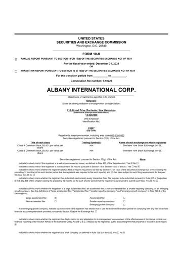 Thumbnail Albany International
 10-K Annual Report 2021