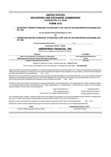 Thumbnail Ameriprise Financial
 10-Q Quarterly Report FY2017 