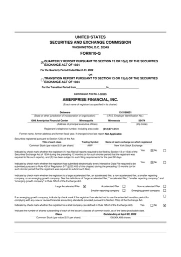 Thumbnail Ameriprise Financial
 10-Q Quarterly Report FY2022 