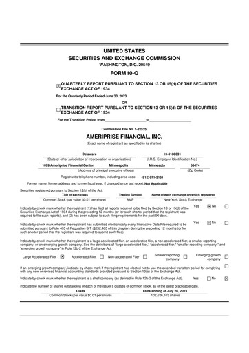 Thumbnail Ameriprise Financial
 10-Q Quarterly Report FY2023 
