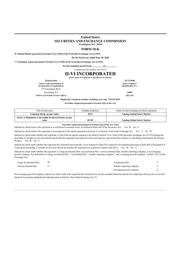 Thumbnail Coherent Corp. 10-K Annual Report 2020