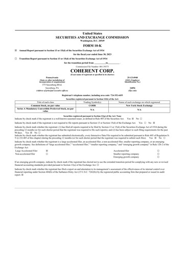 Thumbnail Coherent Corp. 10-K Annual Report 2023