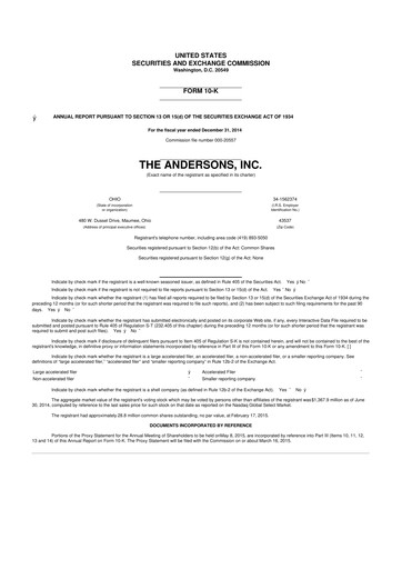 Vorschaubild The Andersons, Inc. 10-K Jahresbericht 2014
