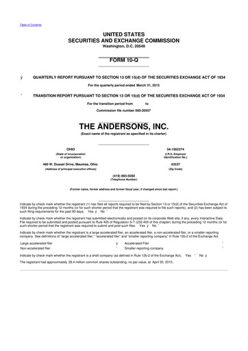 Vorschaubild The Andersons, Inc. 10-Q Quartalsbericht 2015 