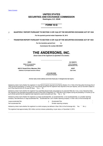 Vorschaubild The Andersons, Inc. 10-Q Quartalsbericht 2015 