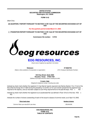 Thumbnail EOG Resources 10-Q Quarterly Report FY 