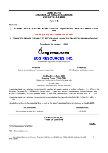 Thumbnail EOG Resources 10-Q Quarterly Report FY 