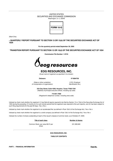 Thumbnail EOG Resources 10-Q Quarterly Report FY 