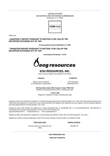 Thumbnail EOG Resources 10-Q Quarterly Report FY 