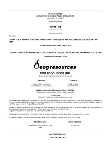 Thumbnail EOG Resources 10-Q Quarterly Report FY 