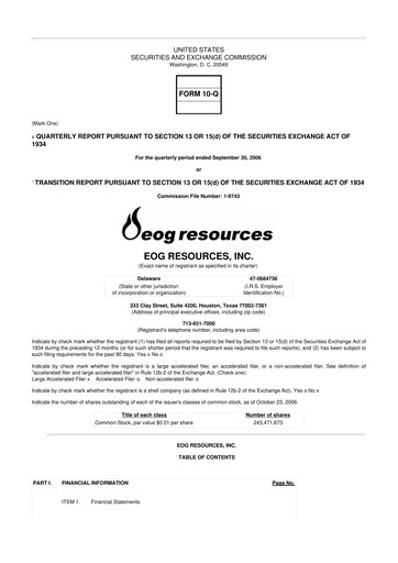 Thumbnail EOG Resources 10-Q Quarterly Report FY 