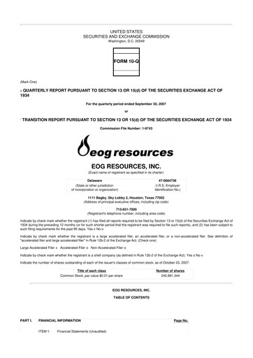 Thumbnail EOG Resources 10-Q Quarterly Report FY 
