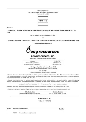 Thumbnail EOG Resources 10-Q Quarterly Report FY 