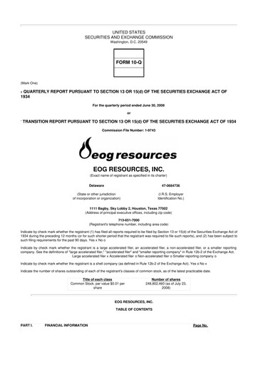 Thumbnail EOG Resources 10-Q Quarterly Report FY 