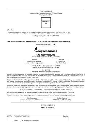 Thumbnail EOG Resources 10-Q Quarterly Report FY 