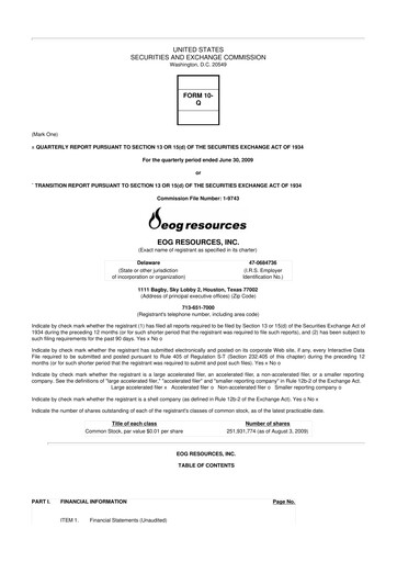 Thumbnail EOG Resources 10-Q Quarterly Report FY 