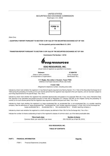 Thumbnail EOG Resources 10-Q Quarterly Report FY 