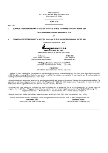 Thumbnail EOG Resources 10-Q Quarterly Report FY 