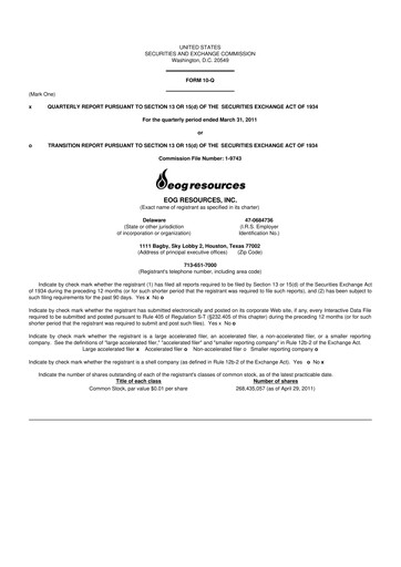 Thumbnail EOG Resources 10-Q Quarterly Report FY 